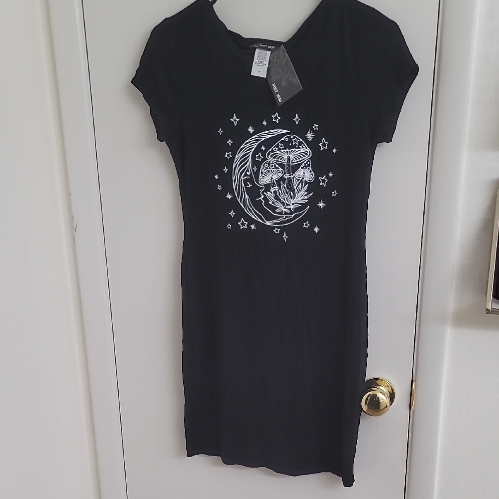Mystical Black Graphic Mini Dress
